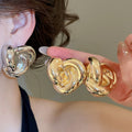 Alloy Twisted Thread Flower Stud Earrings For Women Minimalist Modern Style Jewelry view 2