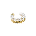 2026 New Double Layer Faux Pearl Clip-on Earrings French Vintage Elegant Geometric Round Ear Cuffs view 5