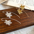 2026 New Alloy Metal Flower Drop Earrings Fashion OL Minimalist Pendant Ear Hook Jewelry view 2