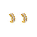 Elegant C-Shaped Alloy Hoop Studs With Pearls And Rhinestone Inlay For Fashion Commuter Earrings view 5