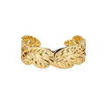 Modern Minimalist Metal Crumpled Leaf Hollow Flower Open Bangle, Light Luxury Statement Jewelry view 5