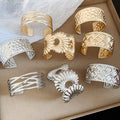 2026 New European American Iron Pleated Lace Open Bangle Statement Metal Bracelet view 4