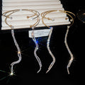 Modern Copper Double Layer Rhinestone Tassel Open Arm Bangle For Women view 2