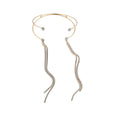 Modern Copper Double Layer Rhinestone Tassel Open Arm Bangle For Women view 5