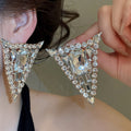 Copper Rhinestone Geometric Triangle Square Teardrop Pendant Drop Earrings view 4
