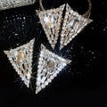 Copper Rhinestone Geometric Triangle Square Teardrop Pendant Drop Earrings view 1