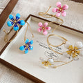 2026 European American Copper Enamel Flower Arm Cuff Bangle, Fashion Statement Upper Arm Bracelet view 2