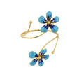 2026 European American Copper Enamel Flower Arm Cuff Bangle, Fashion Statement Upper Arm Bracelet view 5