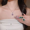 Court Princess Style Copper Zircon Teardrop Pendant Necklace And Stud Earrings Jewelry Set view 2