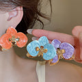 Fresh Forest Floral Enamel Iron Stud Earrings Ring Jewelry Set For Women Fashion OL Style view 1