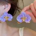 Fresh Forest Floral Enamel Iron Stud Earrings Ring Jewelry Set For Women Fashion OL Style view 3