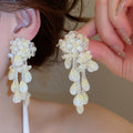 Fresh Summer Faux Crystal Beaded Flower Stud Earrings Sweet Vacation Style Jewelry view 4