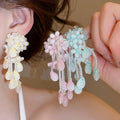 Fresh Summer Faux Crystal Beaded Flower Stud Earrings Sweet Vacation Style Jewelry view 2