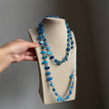 Blue Irregular Shell Crystal Beaded Long Sweater Necklace, Old Money Geometric Style For Women view 4
