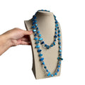 Blue Irregular Shell Crystal Beaded Long Sweater Necklace, Old Money Geometric Style For Women view 5