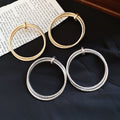 Matte Iron Crisscross Pleated Round Hoop Earrings Minimalist European Geometric Luxury Style view 4
