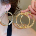 Matte Iron Crisscross Pleated Round Hoop Earrings Minimalist European Geometric Luxury Style view 1