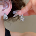 Korean Light Luxury Teardrop Faux Pearl Zircon Lace Clip-on Earrings For Non-Pierced Ears view 2