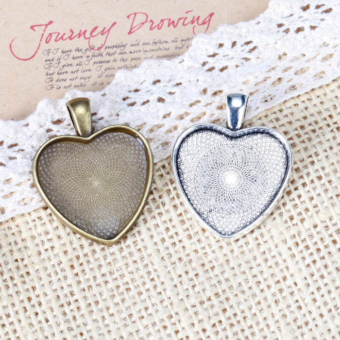 Vintage 25mm Heart Cabochon Tray Bezel Setting Base