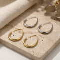 Elegant Minimalist Alloy Teardrop Hoop Stud Earrings For Women, Gold Silver Metal Open Circle Earrings view 1