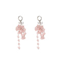 Elegant Korean Bowknot Rhinestone Crystal Beaded Tassel Long Dangle Sweet Fashion Earrings view 5