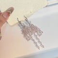 Elegant Korean Bowknot Rhinestone Crystal Beaded Tassel Long Dangle Sweet Fashion Earrings view 4