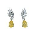 Sparkling Pear Shape Flower Stud Earrings For Women, Waterdrop Leaf Floral Ear Jewelry view 5