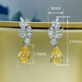 Sparkling Pear Shape Flower Stud Earrings For Women, Waterdrop Leaf Floral Ear Jewelry view 4