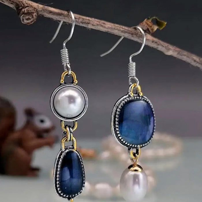 Vintage Geometric Purple Teardrop Dangle Earrings For Women, Qipao Style Fashion Accessories