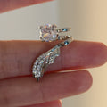 Angel Wing Sparkling Rhinestone Copper Clip-on Earrings, Geometric Feather Luxury Style view 4