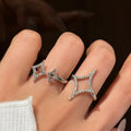 Old Money Copper Zircon Starburst Hollow Open Ring Bracelet Necklace Jewelry Set For Women view 4