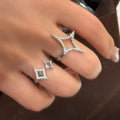 Old Money Copper Zircon Starburst Hollow Open Ring Bracelet Necklace Jewelry Set For Women view 2