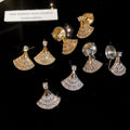 18K Gold Plated Copper Zircon Fan Triangle Geometric Clip-on Earrings Light Luxury Minimalist view 1