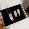 Old Money Copper Zircon Oval Horseshoe Buckle Necklace And Earrings Jewelry Set view 1