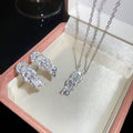 Old Money Copper Zircon Oval Horseshoe Buckle Necklace And Earrings Jewelry Set view 3