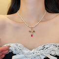 Maillard Style Faux Pearl Zircon Cross Necklace Hip Hop Geometric Clavicle Choker view 4