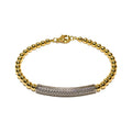 Modern Minimalist Copper Bamboo Zircon Pearl Bangle With Geometric Round Charm view 5