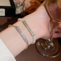 Modern Minimalist Copper Bamboo Zircon Pearl Bangle With Geometric Round Charm view 1