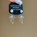 Korean Style Lace Bow Faux Pearl Stud Earrings With Silver Pins Sweet Light Luxury Jewelry view 4