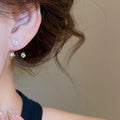 Korean Style Lace Bow Faux Pearl Stud Earrings With Silver Pins Sweet Light Luxury Jewelry view 3