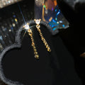 Copper Zircon Tassel Drop Earrings With Silver Pins, Minimalist Geometric Modern Jewelry view 4