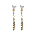 Copper Zircon Tassel Drop Earrings With Silver Pins, Minimalist Geometric Modern Jewelry view 5