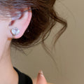 Korean Sweet Style Copper Round Zircon Clip-on Earrings for No Piercing Daily Wear view 3