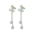 Sweet Butterfly Faux Pearl Tassel Drop Earrings With Silver Needle Elegant Light Luxury Style view 5