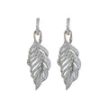 Luxury Copper Leaf Zircon Stud Drop Earrings With Silver Pins For Women view 5