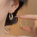 Twisted Rope Wrap Hoop Earrings For Women, Niche Light Luxury French Minimalist Ear Jewelry view 3