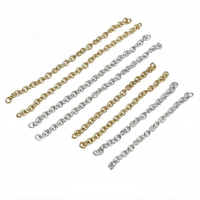 3x2mm Real Gold Plated Stainless Steel 5/7cm Extension Tail Chain For DIY Necklaces Bracelets