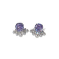 Korean Style Copper Zircon Flower Stud Earrings With Silver Pins For Elegant Daily Wear view 5