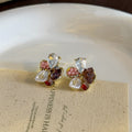 Vintage Luxury Floral Studs With Teardrop Crystal, Pearl, Rhinestone And Beaded Alloy Earrings view 1
