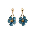 Sweet Floral Enamel Alloy Stud Earrings With Silver Pins, Fashion OL Flower Design For Women view 5